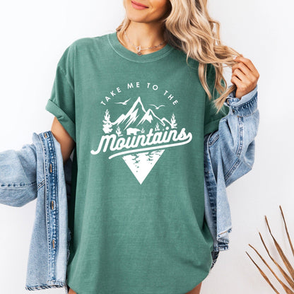 Nimm mich mit in die Berge Camping Wandern Comfort Colors T-Shirt (Dreieck)