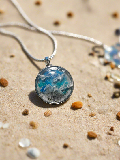 Handmade Resin Heart Necklace - 24 Inch Stainless Steel Chain