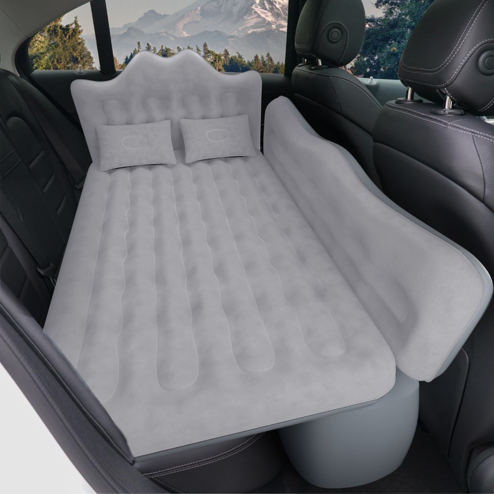 Umbrauto 75 cm breite aufblasbare Auto-Luftmatratze für SUV, LKW und Transporter, Rücksitz-Campingbett mit Pumpe und Kissen, Grau