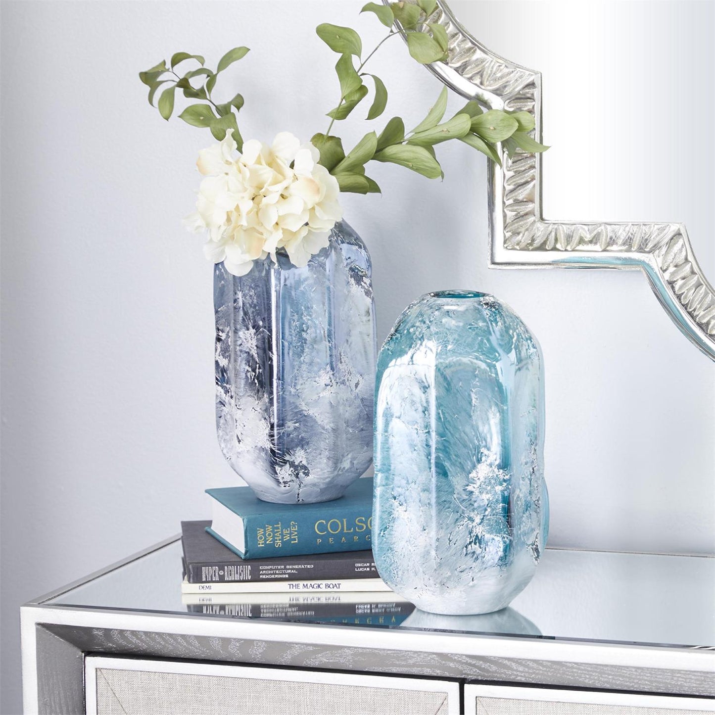 Blue Glass Handmade Blown Decorative Vase