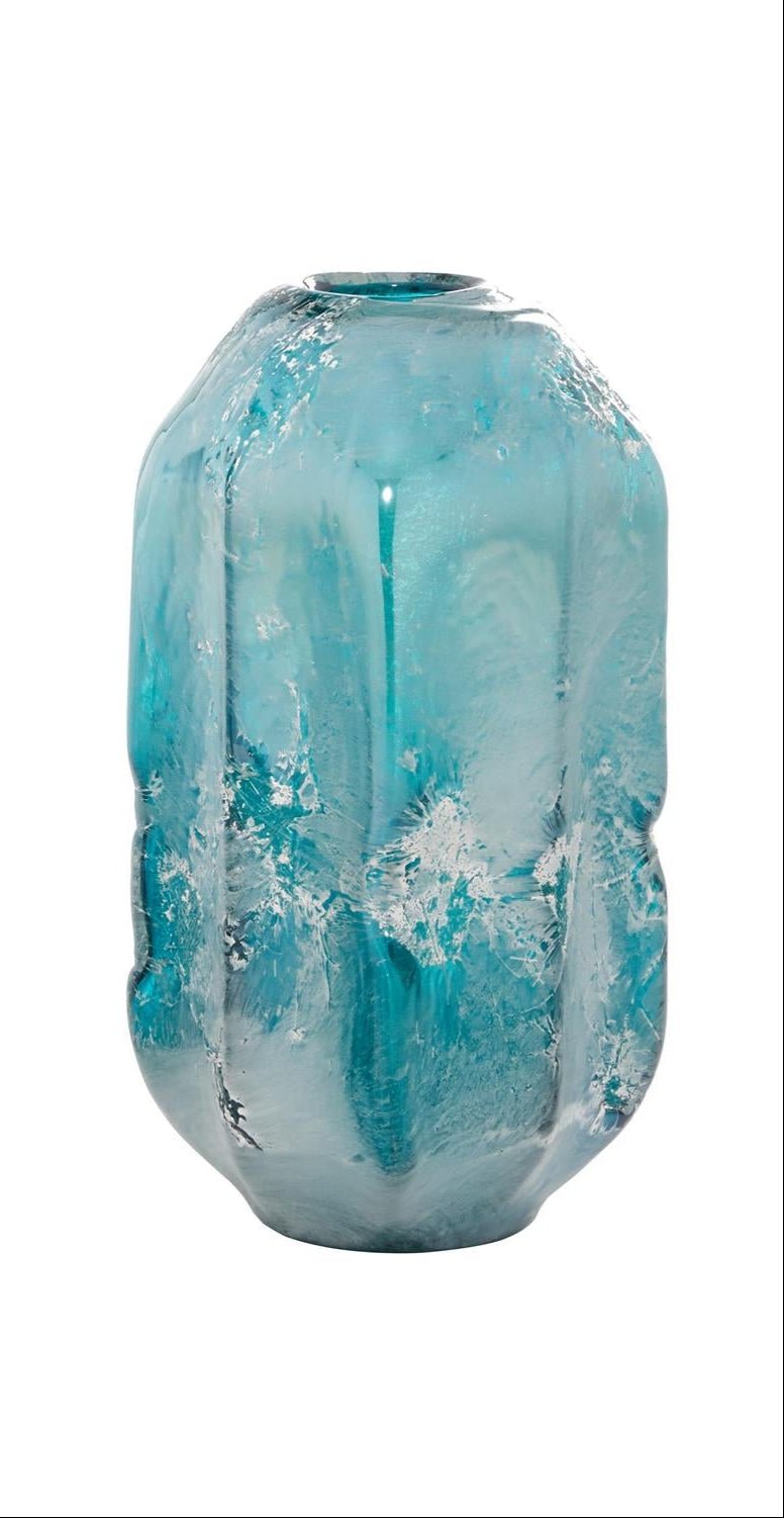 Blue Glass Handmade Blown Decorative Vase