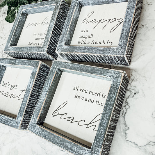 Love & Beach Wooden Sign for Beach House Decor