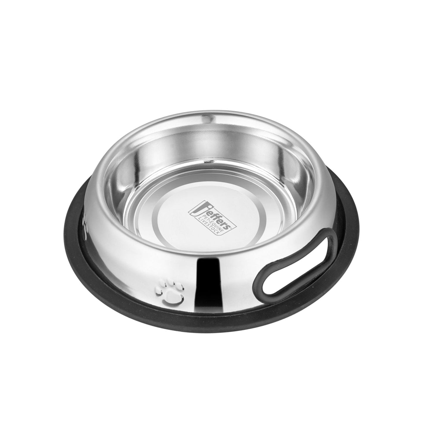 Jeffers Pet Geprägte rutschfeste Edelstahlnäpfe für Hunde, Katzen, Welpen, Kätzchen – Gummiboden, Futter- und Wassernapf für Zuhause, Reisen, Camping, Zwinger
