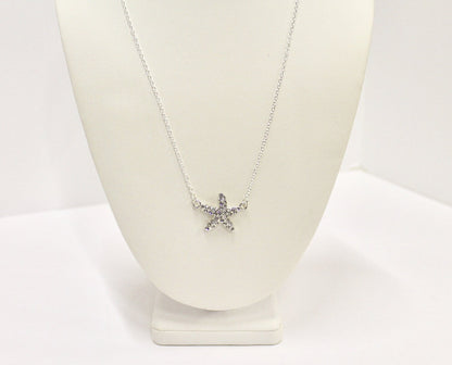 Sparkly Silver Starfish Connector Pendant Necklace, Gift For Her, Starfish Jewelry, Starfish Necklace, Starfish Lover Jewelry, Beach Lover