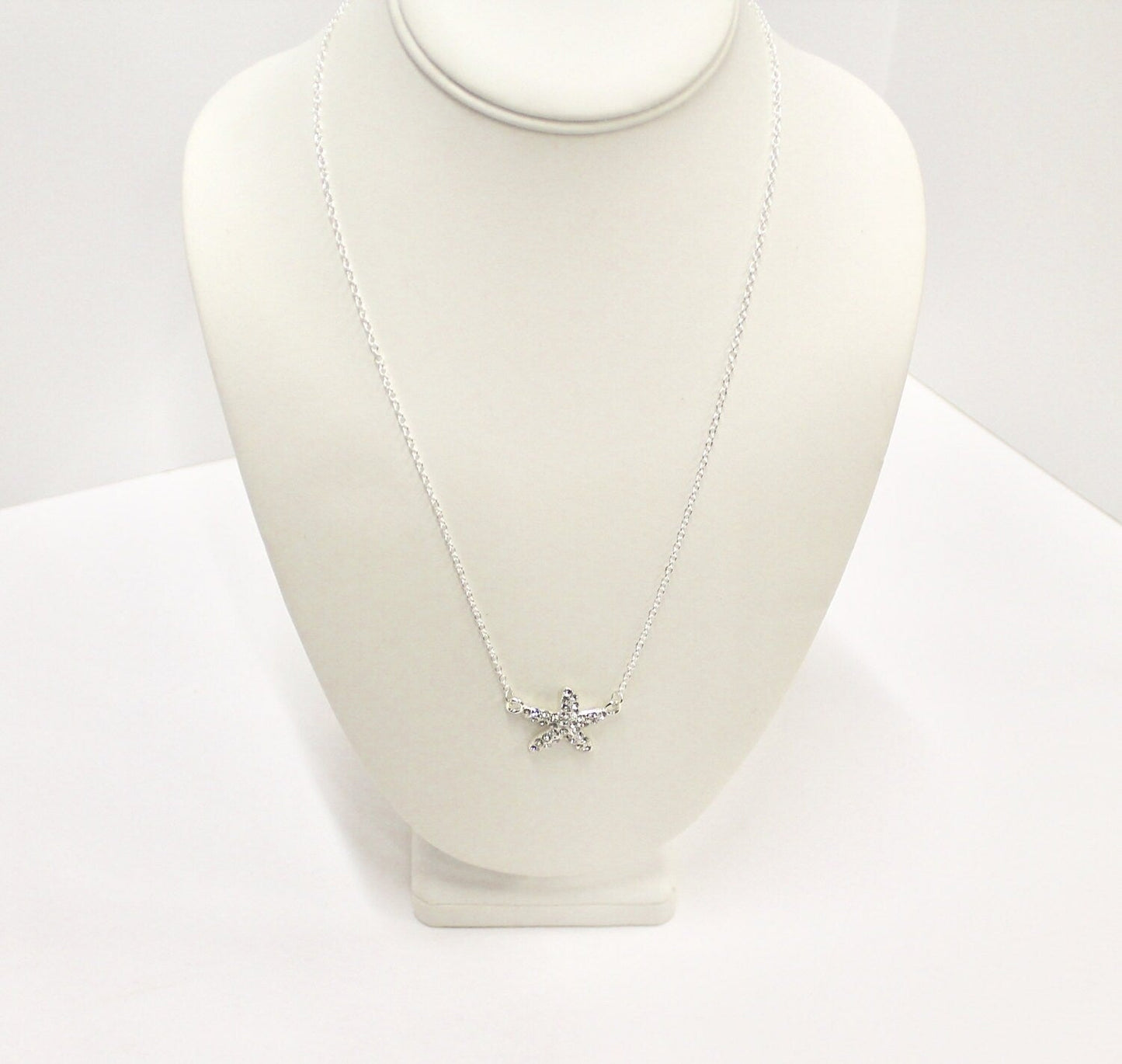 Sparkly Silver Starfish Connector Pendant Necklace, Gift For Her, Starfish Jewelry, Starfish Necklace, Starfish Lover Jewelry, Beach Lover