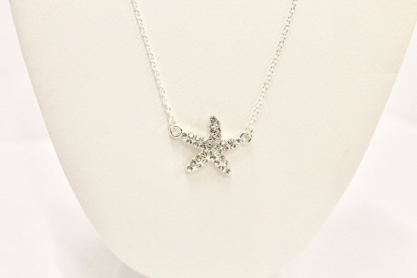 Sparkly Silver Starfish Connector Pendant Necklace, Gift For Her, Starfish Jewelry, Starfish Necklace, Starfish Lover Jewelry, Beach Lover