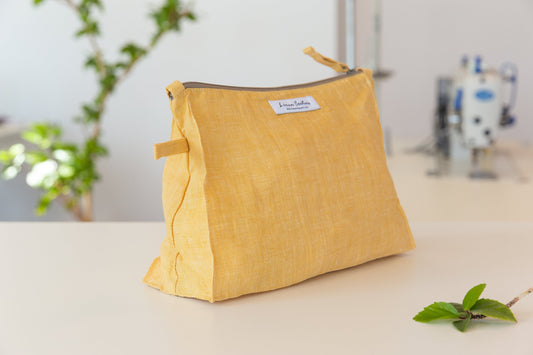 Melange Burgundy linen large makeup bag - ArtElement 