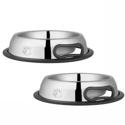Jeffers Pet Geprägte rutschfeste Edelstahlnäpfe für Hunde, Katzen, Welpen, Kätzchen – Gummiboden, Futter- und Wassernapf für Zuhause, Reisen, Camping, Zwinger