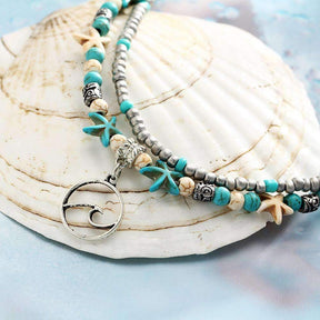 Ocean Theme Double Layer Anklet - ArtElement 