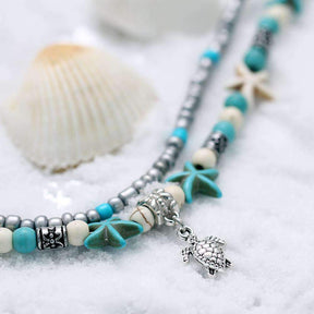 Ocean Theme Double Layer Anklet - ArtElement 