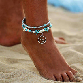 Ocean Theme Double Layer Anklet - ArtElement 