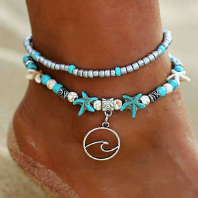 Ocean Theme Double Layer Anklet - ArtElement 