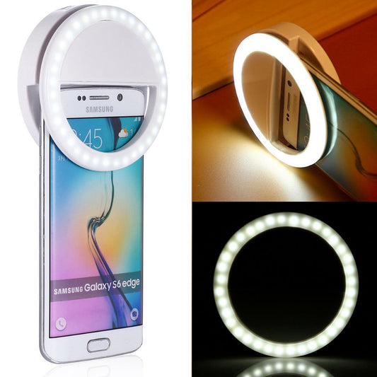 LED selfie ring light clip-on for mobile phone - perfect for photography, streaming, and selfies.