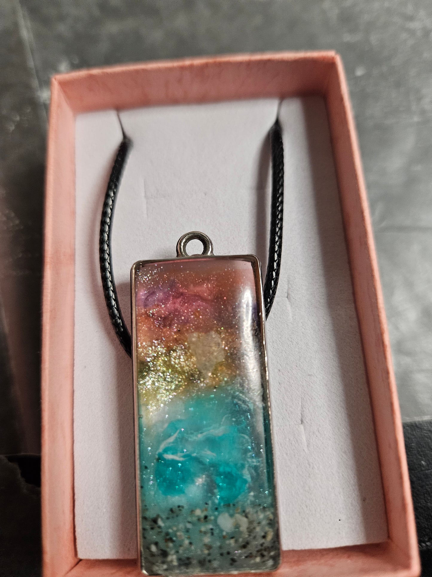 Coastal sunset resin necklaces